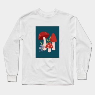 Mushrooms print, Goblincore, Cottagecore decor, Posters aesthetic, Autumn art, Botanical Long Sleeve T-Shirt